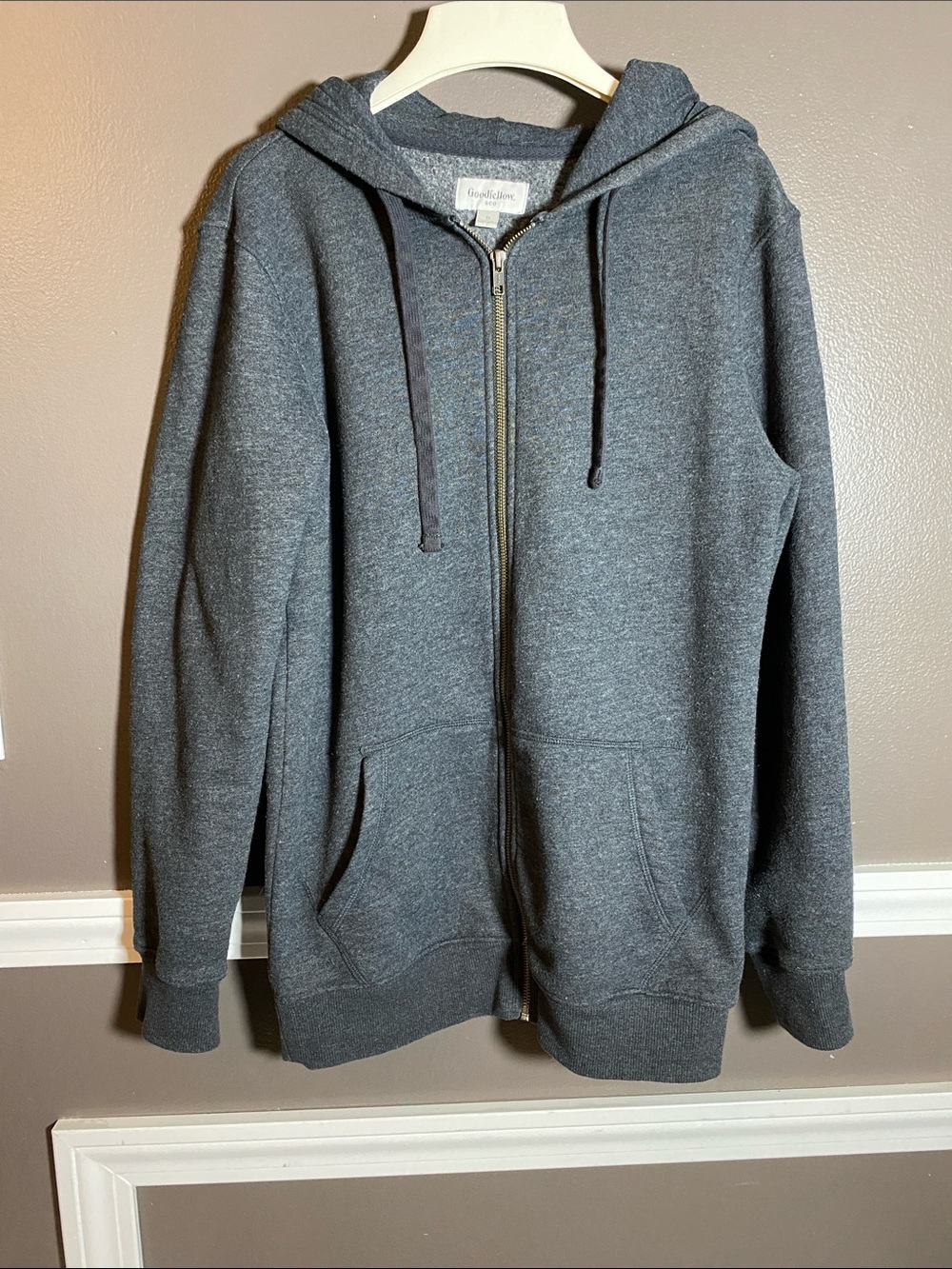 Goodfellow & Co. Men's Charcoal Gray Full-Zip Hooded Sweatshirt